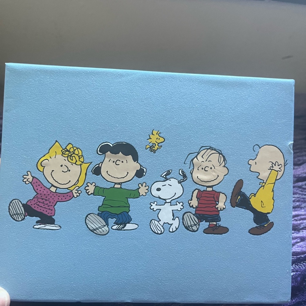 Peanuts Character deluxe notecards with glitter.